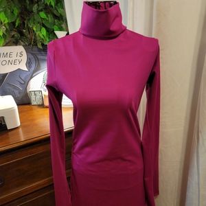 Magenta Turtleneck Bodycon Dress